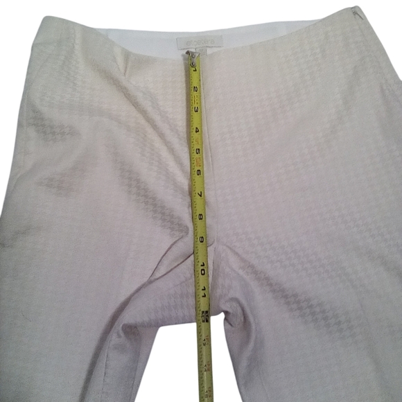 Etcetera Women's Cream Straight Leg Houndstooth Mosaic Zip Side Pants Size 12 - Picture 7 of 8
